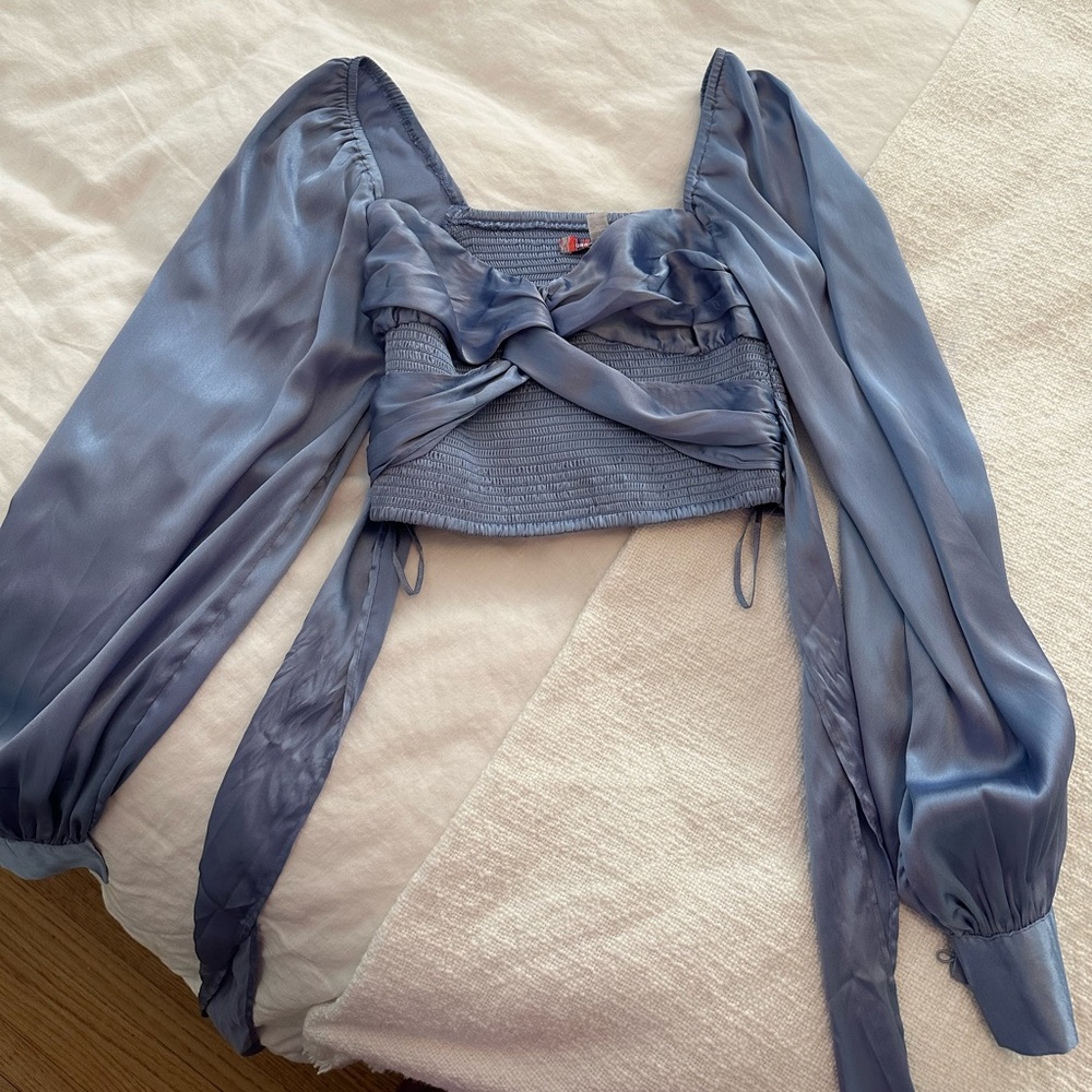Urban outfitters silk blouse with tie